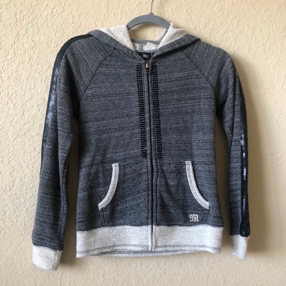 Miss Me Grey Hooded Zippered Jacket